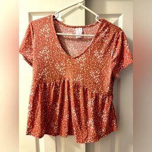 Floral short sleeve babydoll top
